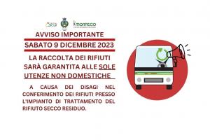 SABATO 9 DICEMBRE: RACCOLTA SOSPESA 