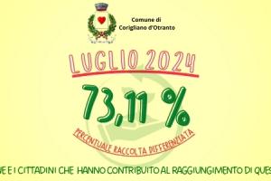 PERCENTUALE RACCOLTA DIFFERENZIATA LUGLIO 2024