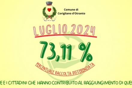 PERCENTUALE RACCOLTA DIFFERENZIATA LUGLIO 2024